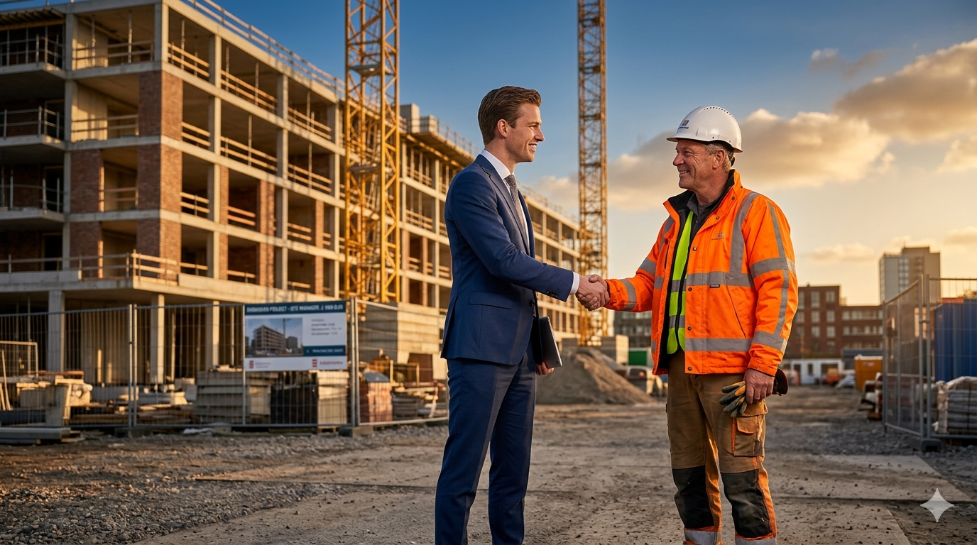 Manager and foreman handshake
